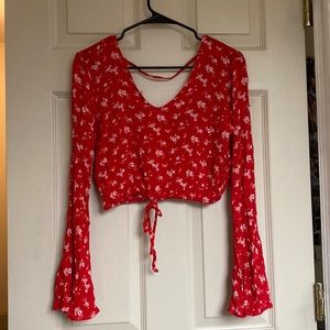 Red Floral Flare sleeve